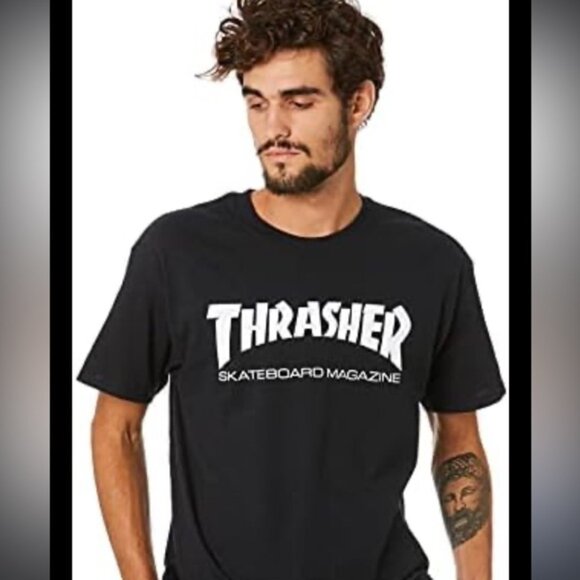 Thrasher Skateboard Magazine Black Short Sleeve Crewneck T Shirt - Picture 1 of 6